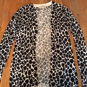 Ann Taylor loft animal print cardigan-small- blk